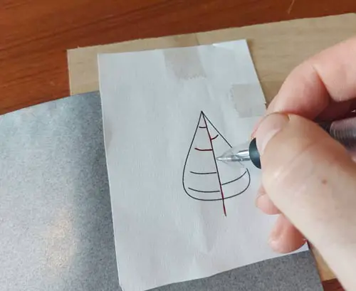 Tracing pattern with bright red pen