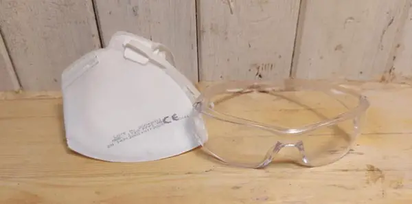 Dust mask and safety glasses