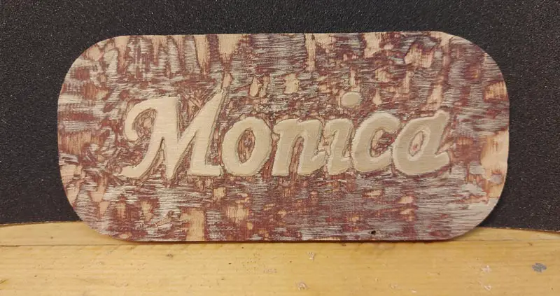 Text Engraved in wood