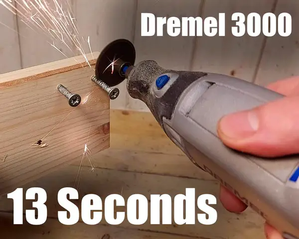 Dremel 3000 used 13 seconds to cut a screw 