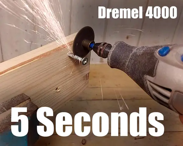 Dremel 4000 used 5 seconds to cut a screw 